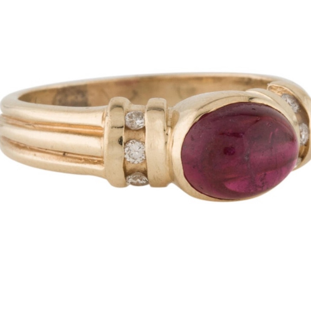 14k Tourmaline and Diamond Cocktail Ring Sz 6